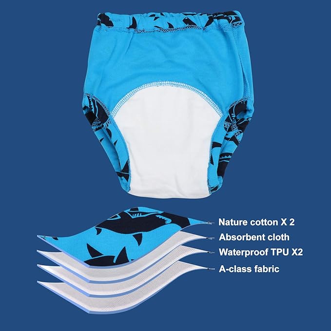 MooMoo Baby Potty Training Pants 6 Packs Absorbent Training Underwear for Boys and Girls Cotton Pee Pants 2T-9T
