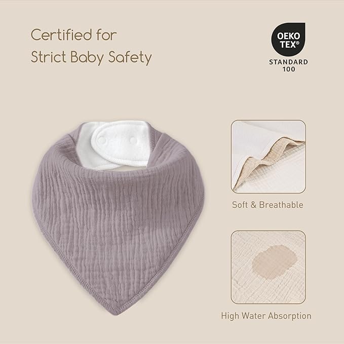 Muslin Baby Bibs 8 Pack, Baby Bandana Drool Bib for Drooling and Teething, Cotton Soft Absorbent for Girls Boys Medieval Style