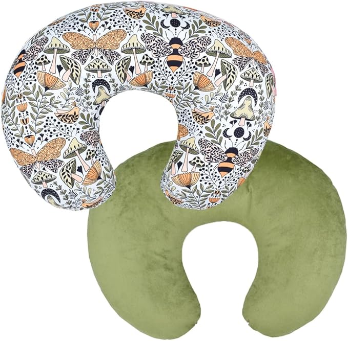 Stretchy Nursing Pillow Covers Ultra Soft Slipcovers for Breastfeeding for Baby Girls Boys, Feeding Pillow Cover Fits Standard Infant Support Pillows Positioners Nursing Pillow Case (Forest and Bee)