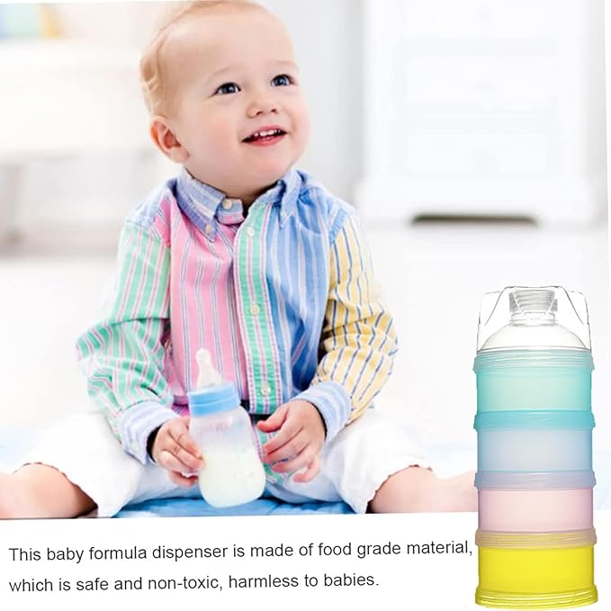 2 PCS 4 Layers Baby Milk Powder Dispenser, Milk Powder Pots,Formula Dispenser Portable Milk Powder Formula Dispenser Container Pot Box Milk Cans Snack Storage Box for Travel (Four-Color)