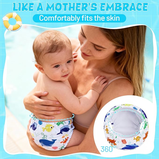 Durio Reusable Swim Diapers for Baby Toddler Newborn Washable Water Diapers for Swimming Beach Essentials