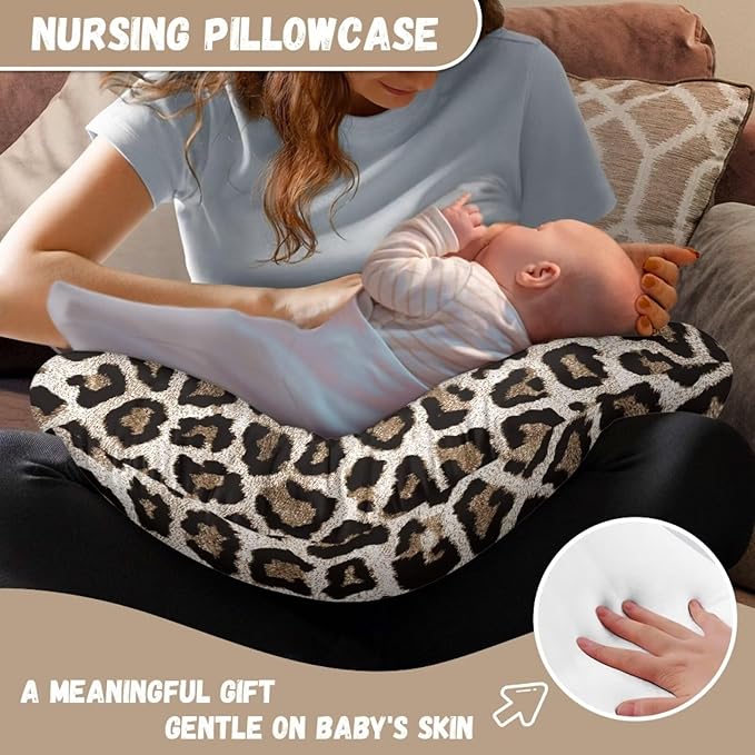Leopard Nursing Pillow Cover Fits The Original Support Pillow for Breastfeeding and Bottle Feeding Leopard Breastfeeding Pillow Slipcover for Baby Boys & Girls