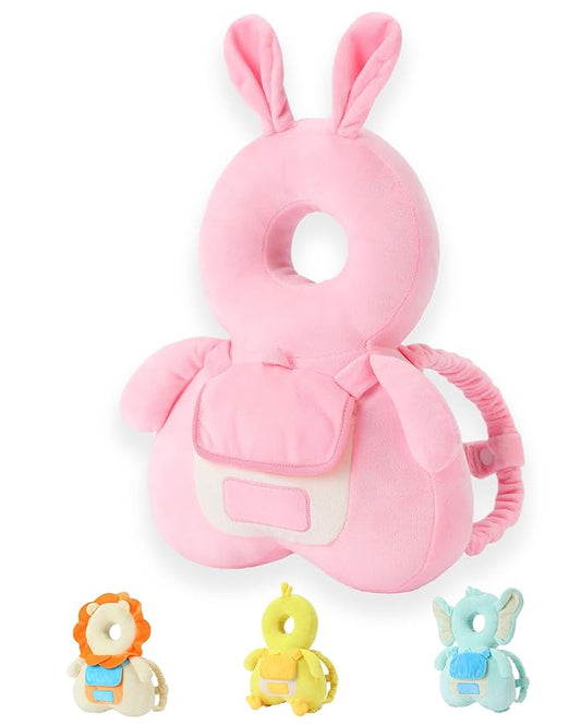 JunNeng Baby Head Protector Backpack with Squeaker，Toddler Head Safety Protection Cushion, Pink Bunny