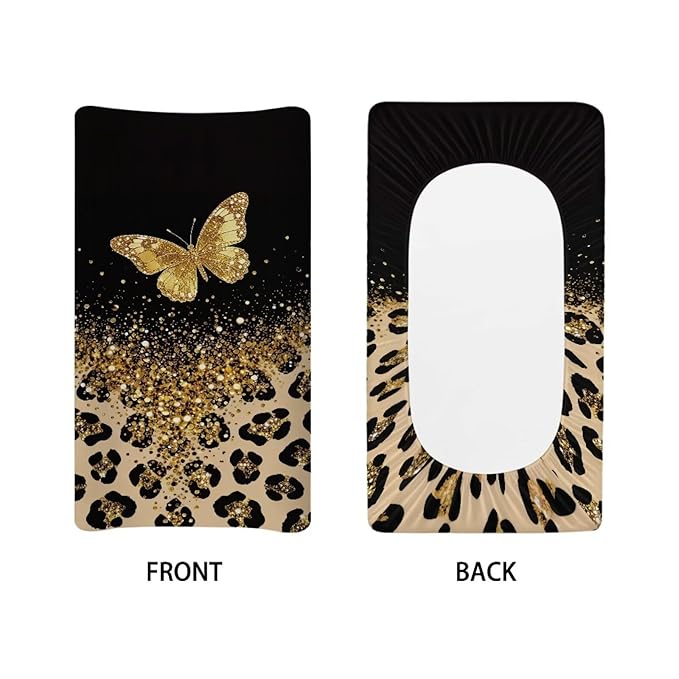 Butterfly Baby Changing Pad Cover Leopard Print Diaper Changing Pad Cover Black Changing Pad Cover Girl Home Decoration