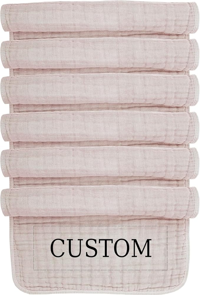 Personalized Muslin Burp Cloth with Embroidered Name For Baby Boy & Girl 6-Layer 100% Cotton Burping Cloths for Babies, Soft & Plush Newborn Spit Up Rags, Infant Towels for Milk Spit Up (Stand)