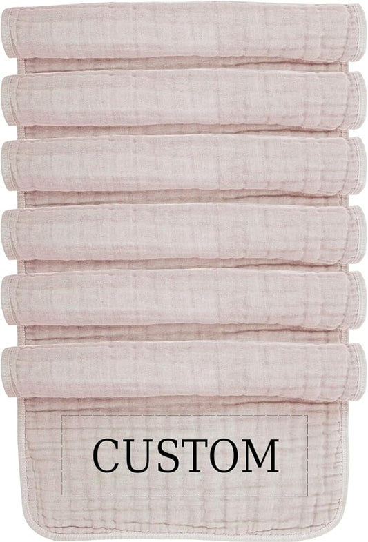 Personalized Muslin Burp Cloth with Embroidered Name For Baby Boy & Girl 6-Layer 100% Cotton Burping Cloths for Babies, Soft & Plush Newborn Spit Up Rags, Infant Towels for Milk Spit Up (Stand)