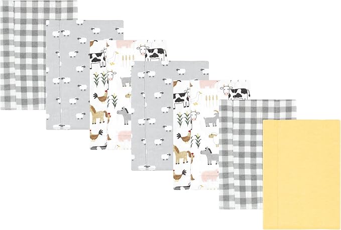 Luvable Friends Hudson Baby Flannel Burp Cloths 7pk, Pastoral Farm