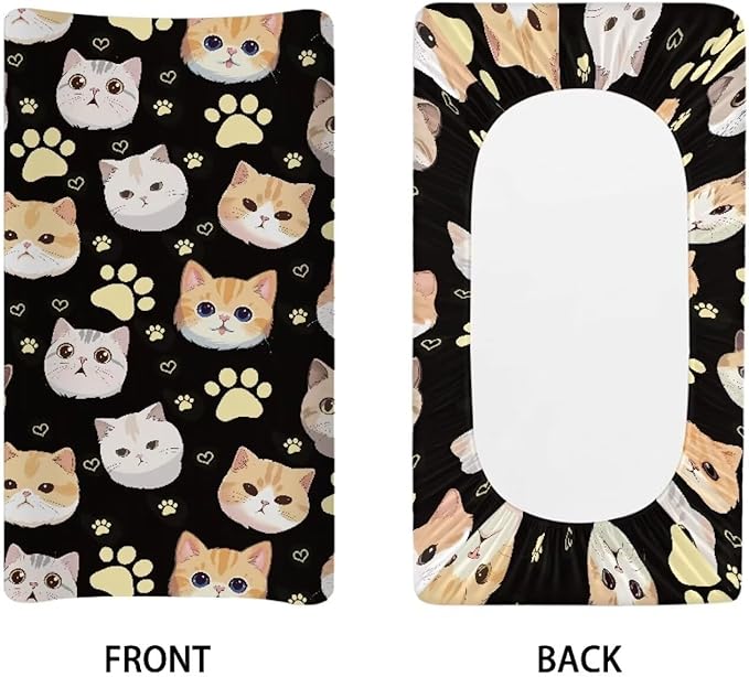 Cute Cat Paw Baby Changing Pad Cover Waterproof Breathable Universal Tray Table Mat Stretchy Durable Diaper Changing Cover Infant/Toddler Cozy Table Sheets