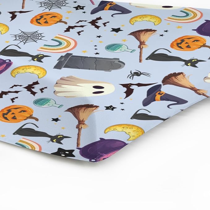 Halloween Boho Changing Pad Cover Spooky Witch Pumpkin Cat Bat Rainbow Baby Changing Pad Table Sheets for Boy Girl Halloween Moon Night Soft Stretchy Fitted Diaper Changing Table Mats 32''x16''