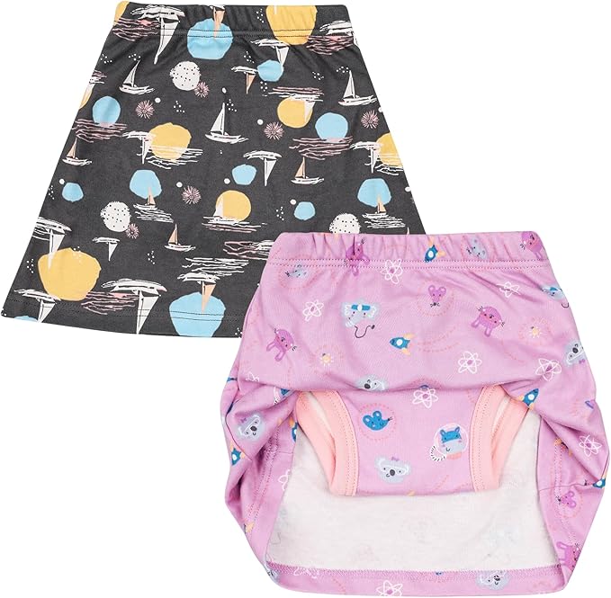 MooMoo Baby Girls Potty Training Underwear 2 Packs Cotton Diaper Skirt for Potty Training Absorbent