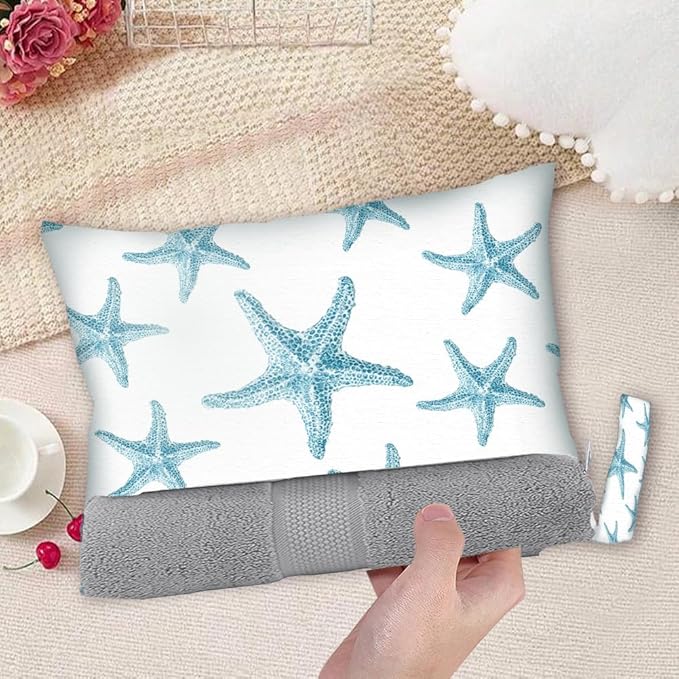 2Pcs 2 Sizes Starfish Wet Bag Swimsuit Beach Wet Bags Ocean Theme Polyester Waterproof Sandproof Reusable Storage Zipper Pouch for Friends Makeup Swimsuit Travel Dirty Diaper Clothes Gifts