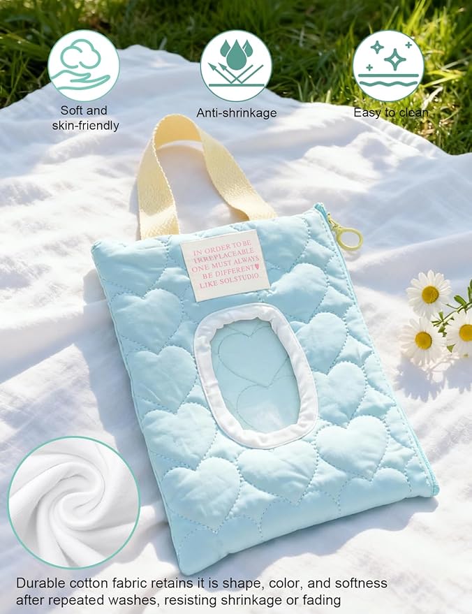 Reusable Baby Wipe Cover Fabric Quilted, Universal Size Travel-Friendly Baby Wipes Bag with Zipper Compatible with HUGGIES,WaterWipes,Pampers,Johnson and More Brands (Green)