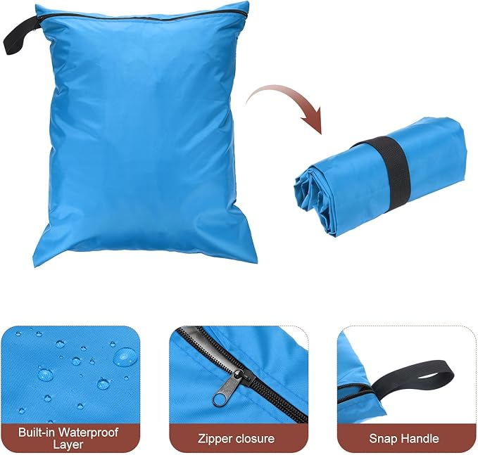 uxcell 2 Pcs Wet Dry Bags, 20" x 24" Waterproof Travel Bags with Two Zippered Pockets, Gym Bag for Beach Pool Swim Suit and Wet Clothes Blue