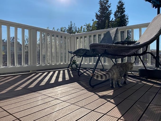 Kidkusion Deck Guard - 20' L x 38" H - Made in USA - Outdoor Balcony and Stairway Deck Rail Safety Net - Natural - Child Safety; Pet Safety; Toy Safety
