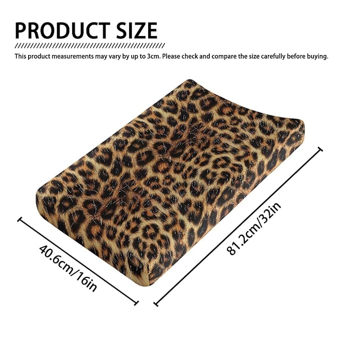 ZDCUSTOM Brown Leopard Changing Pad Cover Soft Stretchy Baby Changing Table Pad Cover Breathable Changing Table Sheets, 32"x16"