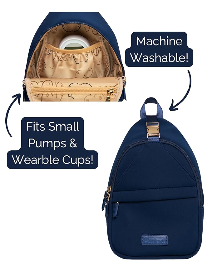 Sarah Wells Allie Sling Pump Bag – Fits All Wearable Cup Pumps & Portable Pumps – Machine Washable Neoprene Crossbody with Insulated Pocket, Water Bottle Holder & Hands-Free Design (Royal Blue)