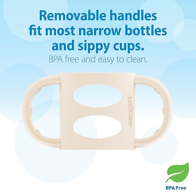 Dr. Brown’s® Milestones™ 100% Silicone Baby Bottle Handles, Narrow, Ecru, 2 Pack, 4m+