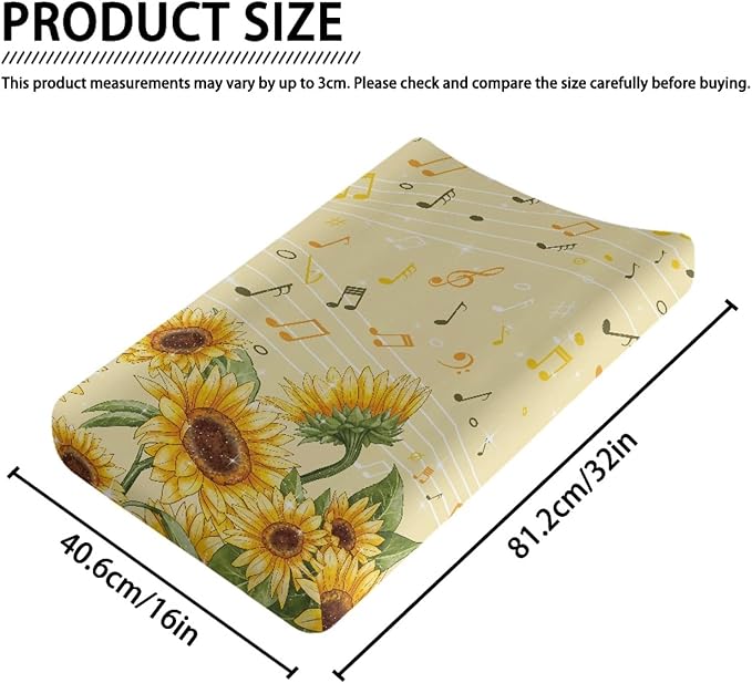 Premium Changing Pad Cover - Sunflower Music Soft Stylish Stretchy Changing Pad Cover