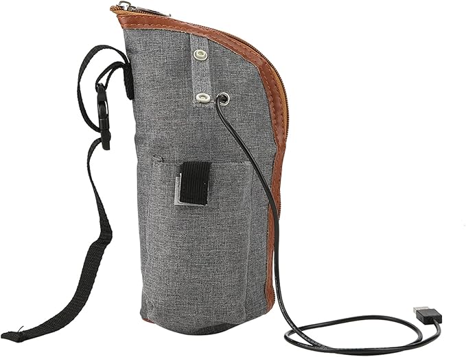 Hilitand USB Heating Portable Travel Mug Milk Warmer Bottle Heater Feeding Bottle Infant Storage Bag(Grey)