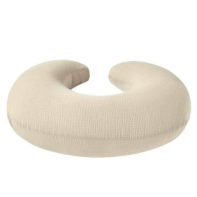 Muslin Nursing Pillow Covers, 2 Pack Breastfeeding Pillow Cases Slipcover for Baby Newborn Boys & Girls, Sand