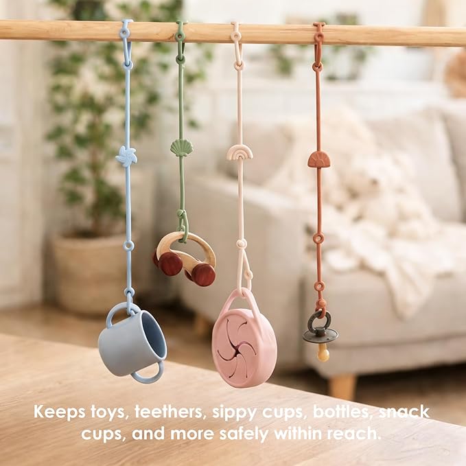 Andy Bear Toy Straps for Baby Toy Safety Straps Silicone High Chair Toys Straps Toddler Bottle Straps for Strollers, High Chair, Car Seat, Stroller Accessories-Sage