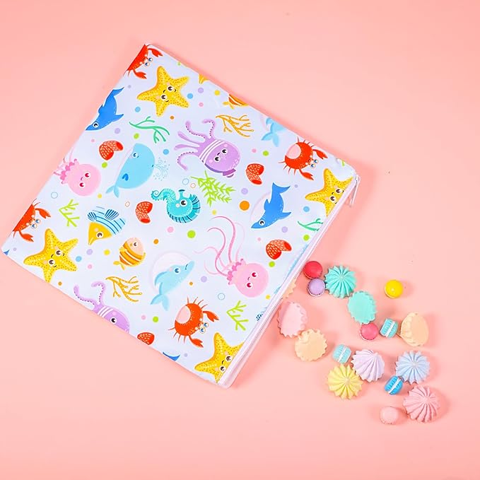 Paterr 4 Pcs Sandwich Bag Reusable Zipper Snack Bags Food Safe Washable Lunch Bags for Kids Students Adults Food(Starfish)
