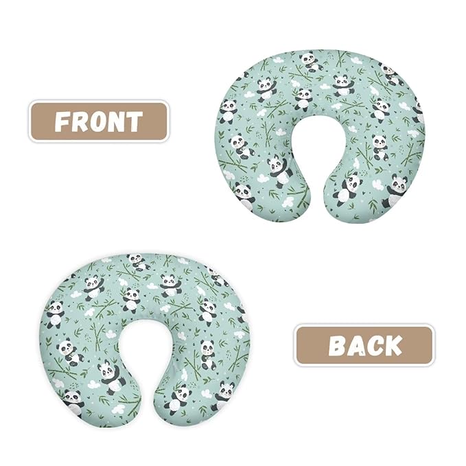 Panda Bamboo Nursing Pillow Covers for Breastfeeding Pillows Ultra Soft Nursing Pillow Slipcovers Elastic Feeding Pillow Covers for Baby Girl and Boys Newborn