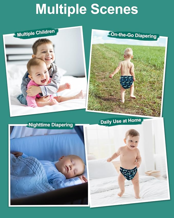 babygoal Cloth Diaper Covers 6 Pack with Wet Bag for Fitted Diapers and Prefolds with Double Gussets, Adjustable and Reusable for Baby Boys