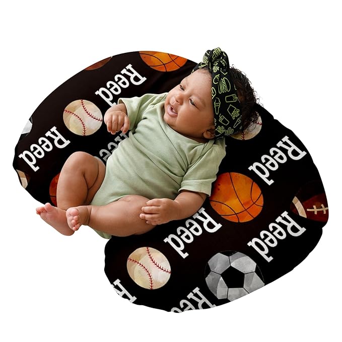 Dyoart Baby Nursing Pillow Cover, Custom Breastfeeding Bottle Pillow Slipcover, Personalized Gift for Infant Boys Girls,Ball Pattern, Ultra Soft Comfortable(one Size)