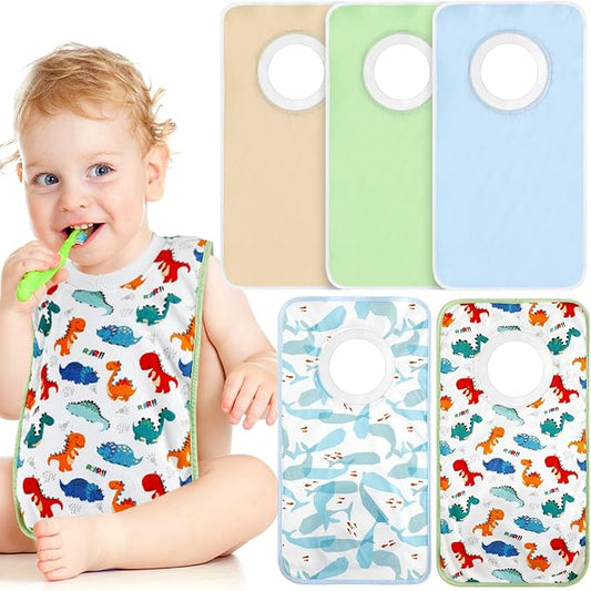 Newwiee 5 Pcs Large Towel Bib Toddler for Baby Toddler Cloth Bib Soft Pullover Baby Absorbent Full Coverage Drooling Feeding