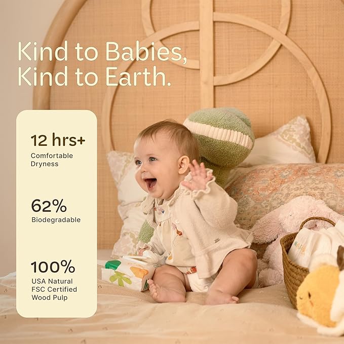ManuKind Baby Diapers, Manuka Honey Infused, Ultra Soft, Plant-Based Materials, Quick-Dry Comfort, Leak Guard Protection, Size 5 – 120 Diapers (6 Packs of 20)