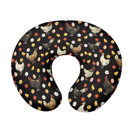 Chicken Rooster Floral Newborn Nursing Pillow Cover Slipcover Soft Machine Washable Breastfeeding Pillow Slipcover for Boys & Girls Easy to Use Removable Nursing Pillow Cover