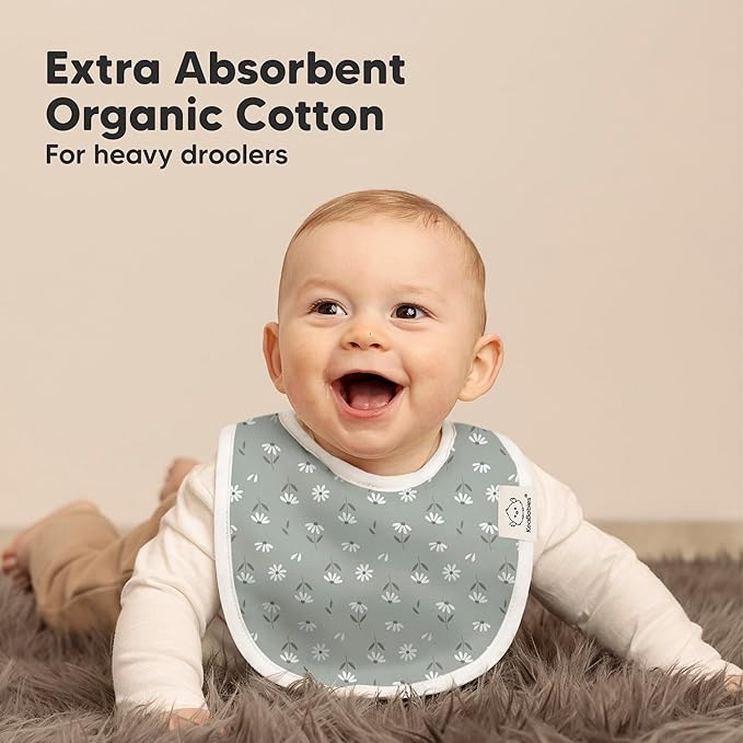 8-Pack Organic Baby Bibs for Boys, Girls - Soft Cotton Drooling and Teething Bibs for Baby Girl & Boy, Extra Absorbent, Easy to Clean & Put On for Toddler, Newborn, Infant 0-24 Months (Fleur)