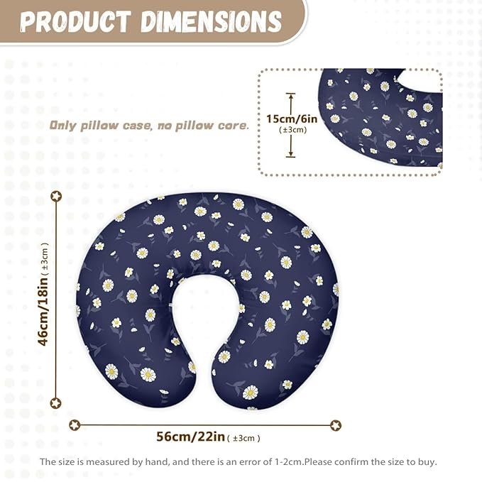 Daisy Nursing Pillow Cover Donut Cow Removable Cover for Breastfeeding Pillows Daisy Comfortable Slipcover Ultra Soft Snug Fits On Infant Nursing Pillow