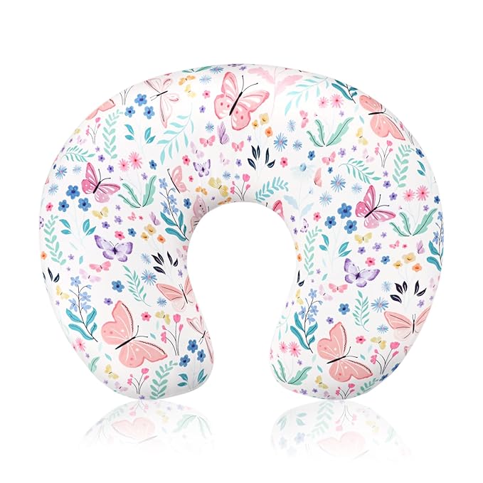 Nursing Pillow Cover, Ultra Soft Breastfeeding Pillow Covers for Newborn Baby Boys and Girls, Easy Removal and Machine Washable Slipcover, Pillowcase Only (Butterfly)