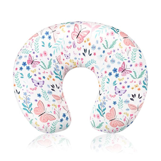 Nursing Pillow Cover, Ultra Soft Breastfeeding Pillow Covers for Newborn Baby Boys and Girls, Easy Removal and Machine Washable Slipcover, Pillowcase Only (Butterfly)