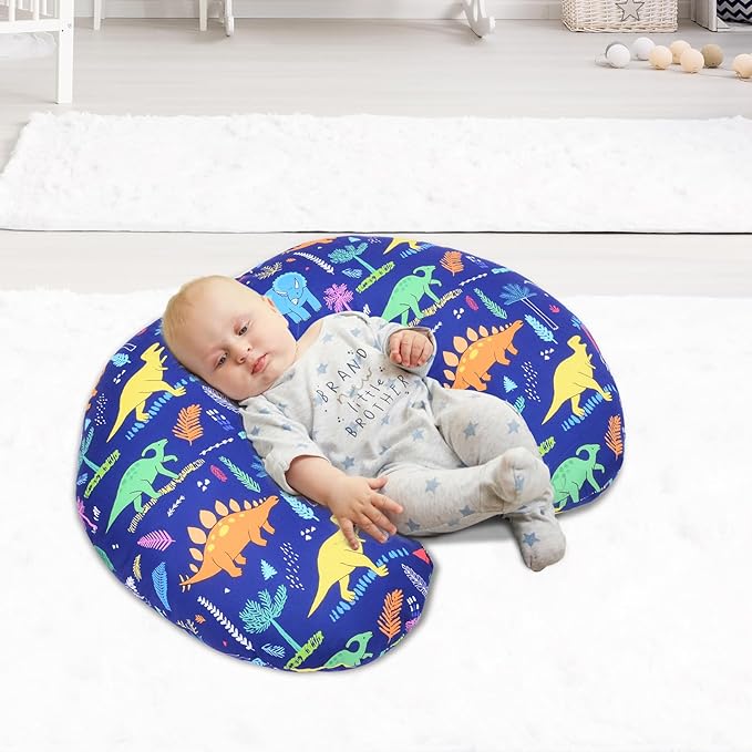 Cloele Nursing Pillow Cover for Breastfeeding Pillows - Dinosaur Breastfeeding Pillow Slipcovers for Baby Boys & Girls Ultra Soft Infant Nursing Pillowcase for Newborn - Blue