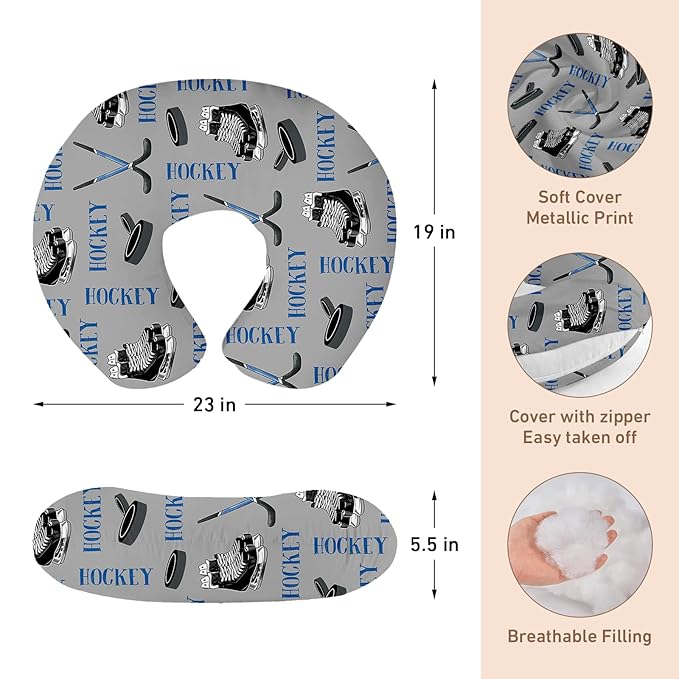 Dyoart Baby Nursing Pillow Cover, Custom Breastfeeding Bottle Pillow Slipcover, Personalized Gift for Infant Boys Girls, Ultra Soft Comfortable,Hockey Pattern(one Size)