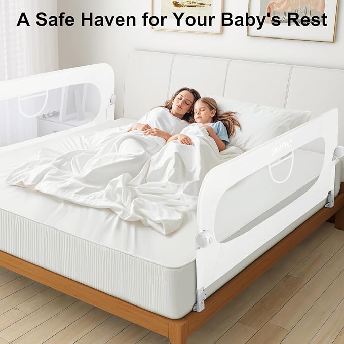Bed Rail for Toddlers,Swing Down Kids Bed Rails Guard for Twin,Full,Queen,Bunk Size Bed,Extra Tall Child Bed Rail Guard with Reinforced Anchor Safety System,40" L x 29.5" H,White