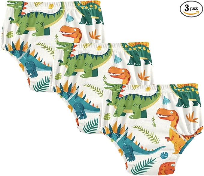 Bolaz Toddler Training Pants, Cartoon Colorful Dinosaurs Cotton Potty Training Underwear for Baby Boy Girl 3-Pack
