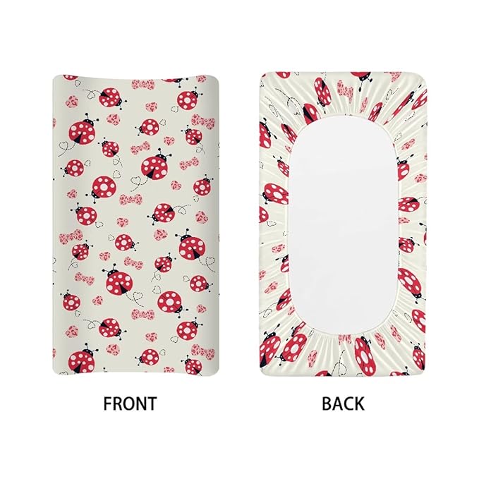 Ladybug Wipeable Changing Pad Cover Soft Cozy Baby Nursery Diaper Changing Pad Sheets Boys & Girls 16x32 Inch Home Accessories Gift for Friends