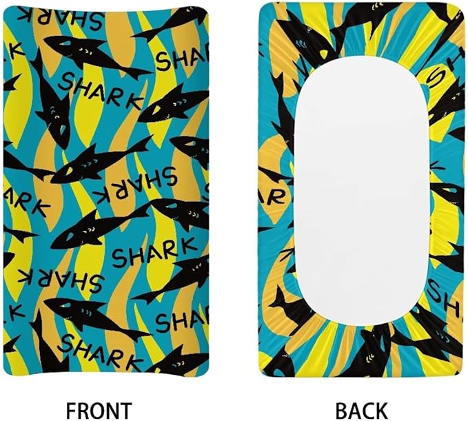 Shark Pattern Changing Table Covers Waterproof Baby Diaper Change Sheet Stretchy Change Pad Covers Fit for Most Rectangular Change Pad