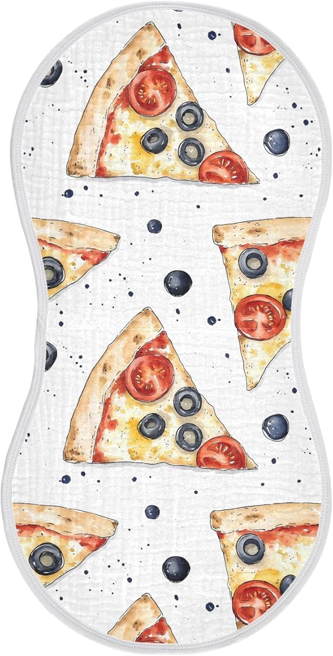 vvfelixl Muslin Burp Cloths Margherita Pizza Baby Washcloths for Baby Girl Boys 2 Pack
