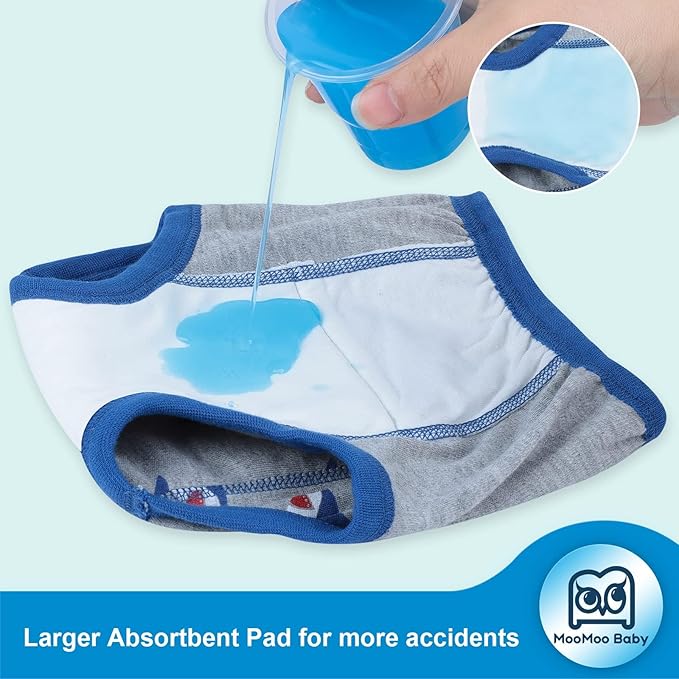 MooMoo Baby Training Underwear 4 Packs Absorbent Toddler Potty Training Pants for Boys and Girls-Cotton Animal Print 2T-6T