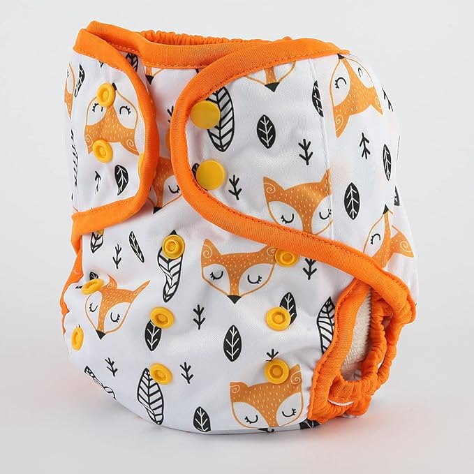 Baby Cloth Diaper Cover Nappy One Size 8lbs to 36lbs (Orange Foxes)