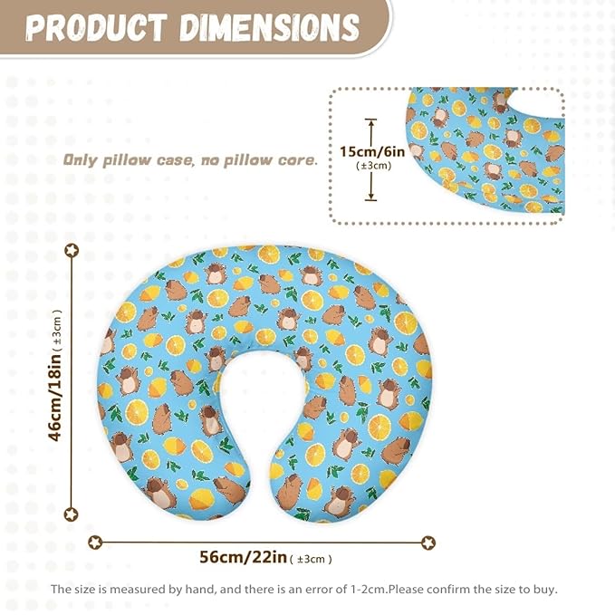 Carpybara and Orange Baby Nursing Pillow Cover Baby Breastfeeding Slipcover Infant Newborn Nursery Bottle Pillowcase Stretchy Replaceable Pillow Cover Slipcover