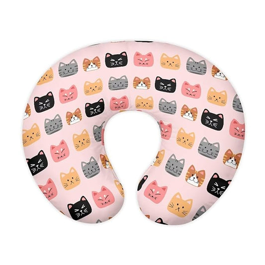 Multi Cartoon Cat Nursing Pillow Cover for Baby Boy Girl Breastfeeding Slipcover Infant Newborn Nursery Bottle Pillowcase Breathable and Washable Xmas Decoration