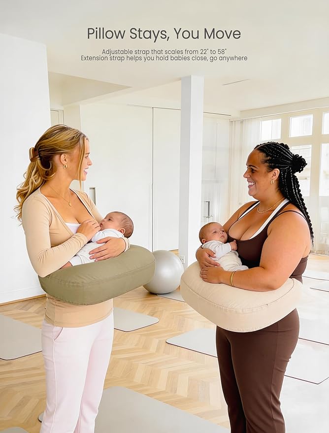 lulumoon Muslin Nursing Pillow Covers - 2-Pack Soft Cotton Slipcovers for Breastfeeding & Bottle-Feeding - Extension Strap for Snug Fit & No Sliding - Hidden Zipper Safety for Newborn Baby