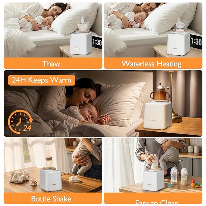 Waterless Baby Bottle Warmer and Shaker, 30s Rapid Automatic Formula Shaker for Clump-Free Milk, Multi-Function for Bottles and Food Jars