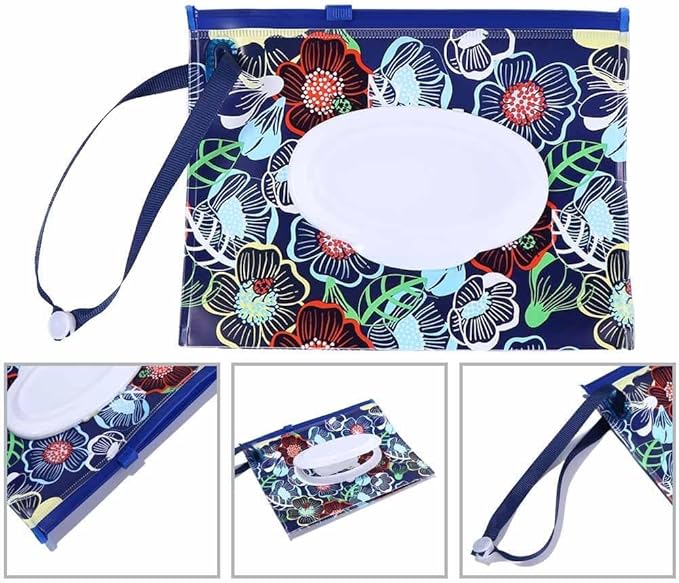 2 Pcs Protable Reusable Wipes Pouch, Travel Wipes Case, Baby Wipes Case, With Zipper and Oval Opening